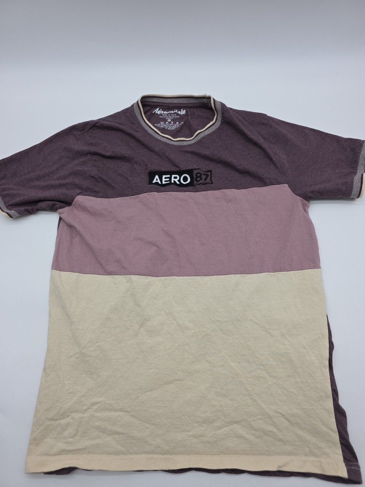 Aeropostale T-Shirt Men Medium Embroidered Logo Colorblock. #38385