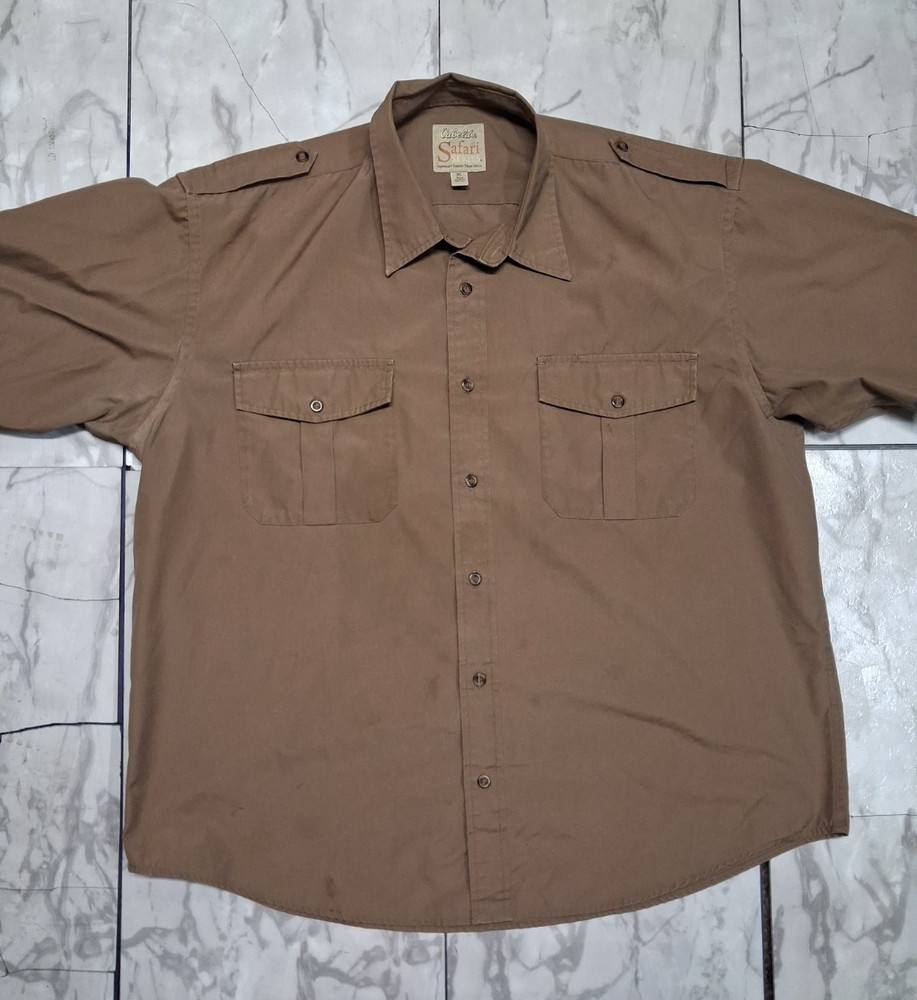 Cabelas Safari Series Shirt Mens XL Brown Button Up Pockets Explorer