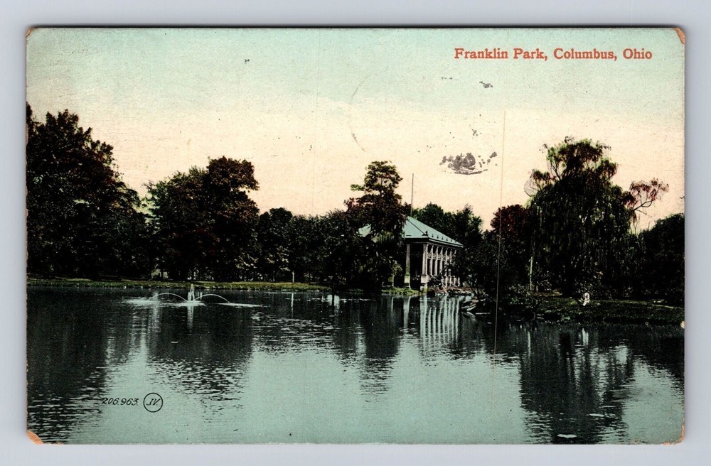 Columbus OH-Ohio, Franklin Park And Lake, Antique, Vintage c1910 Postcard