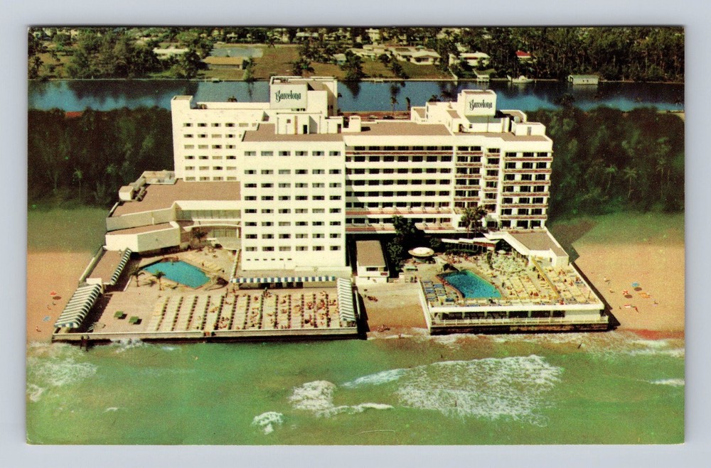 Miami Beach FL-Florida Aerial Barcelona Hotel Vintage Postcard