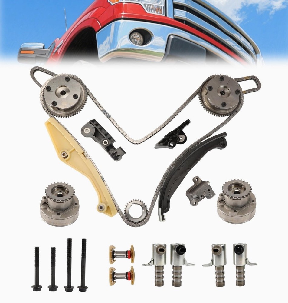 9-0738SAVVT1 Engine Timing Chain Kit with 2 VVT Sprockets & 4 Solenoids for Ford