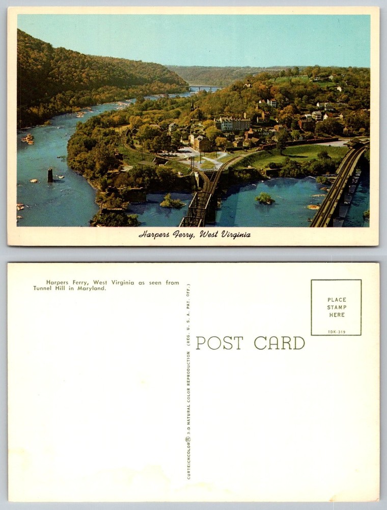Harpers Ferry WV Aerial View Potomac River Railroad Bridge Curteichcolor