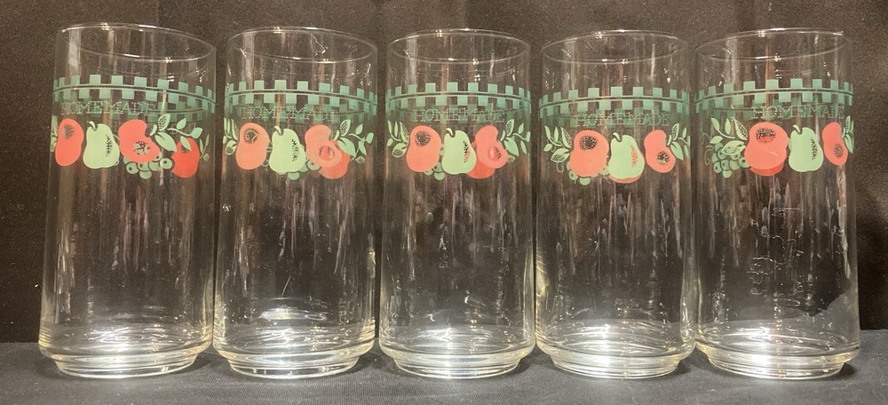 Corelle Farm Fresh Fruit Vegetables Clear Glass Tumblers 14oz Set of 5