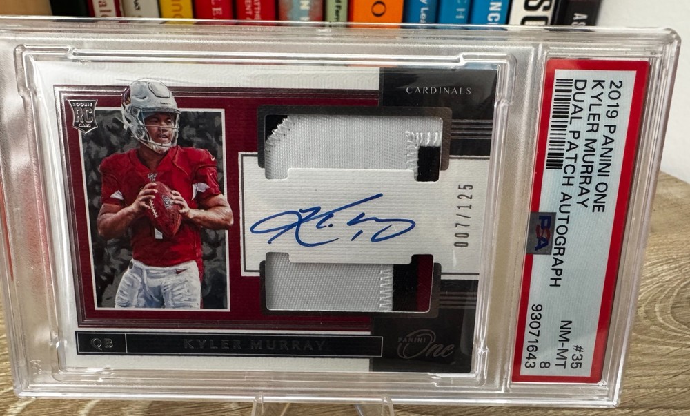 Kyler Murray 2019 RC PSA 8 Dual Patch Auto Panini One Rookie #35 /125 Cardinals