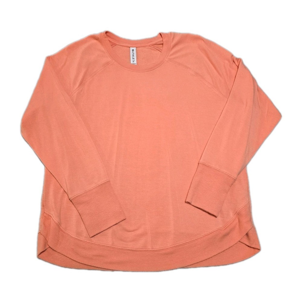 Athleta Coral Mindset Sweatshirt Size Large 472751-45 Long Sleeve Crew Neck Top