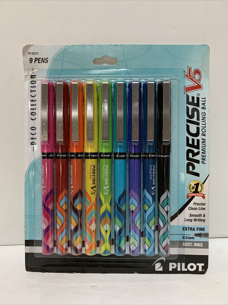 Pilot Extra Fine Rolling Ball pens Assorted 9 Color Pack 12571 Precise .5mm #712