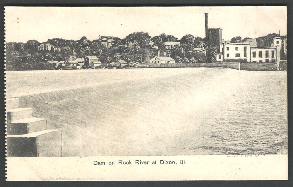DIXON ILLINOIS Rock River Dam c. 1910 Wheelock Divided Back Postcard