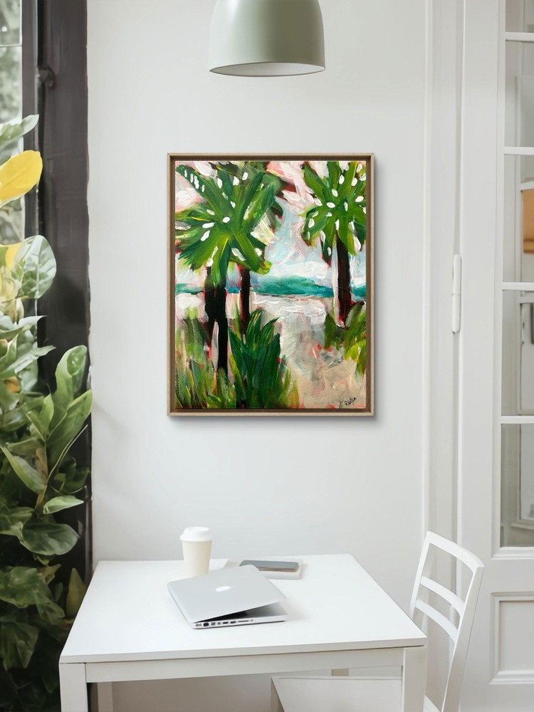 Quiet Palms Landscape Impressionism Сanvas wall art signed 11x14 Original
