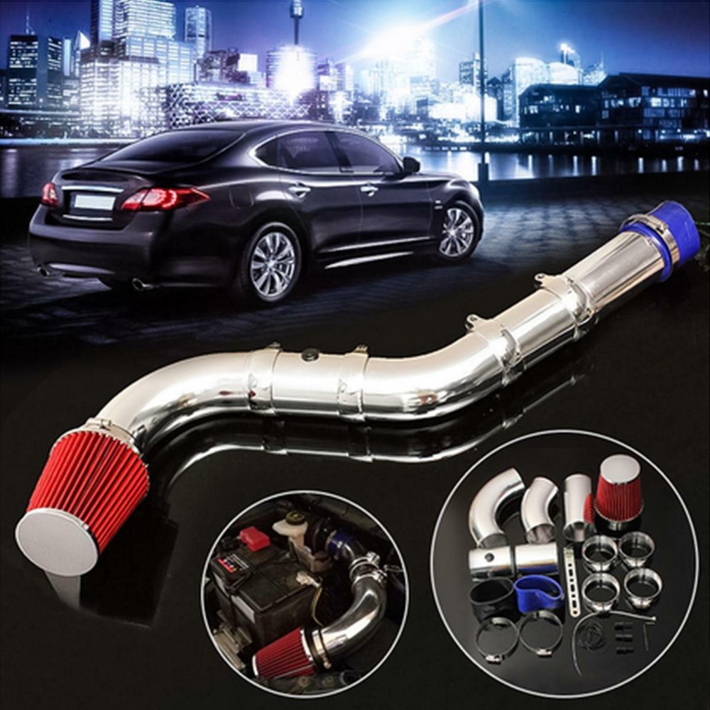 Car Engine Filter Air Intake System W/ Adjustable Aluminium Injection Pipe Kit