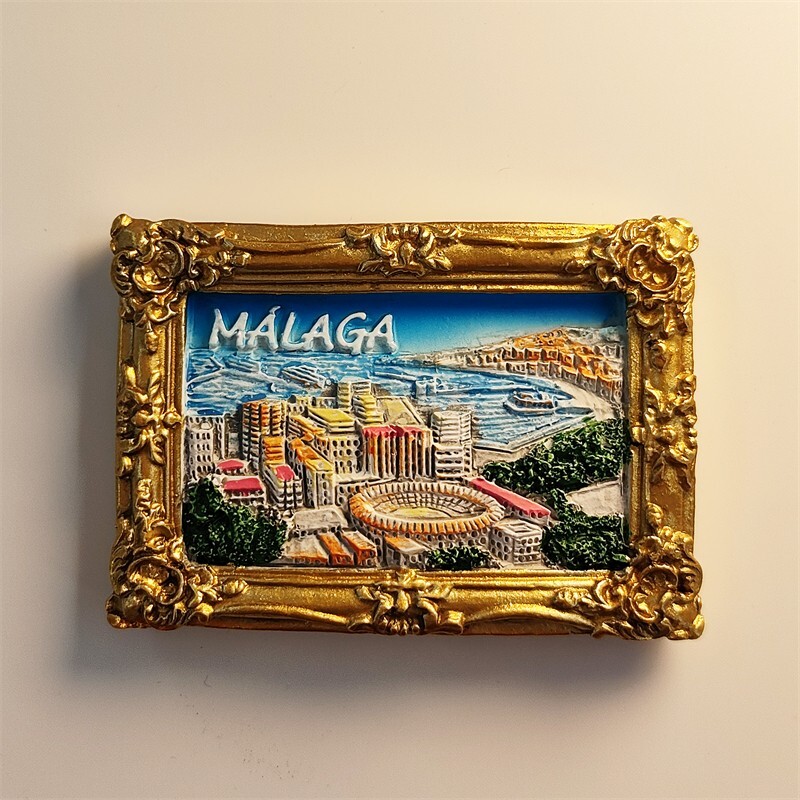 Spain Malaga Picture Frame Collectible Tourist Souvenir 3D Resin Fridge Magnet