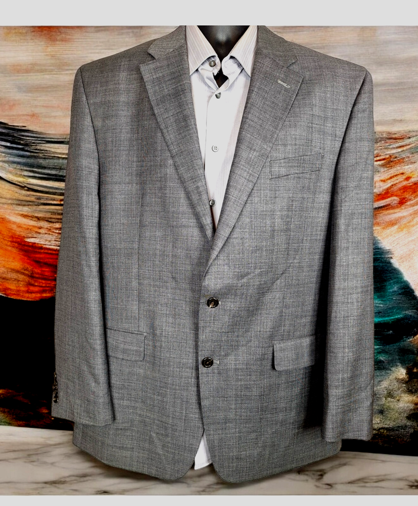 Chaps Blazer Jacket Mens 46L Solid Gray Wool Single Vented