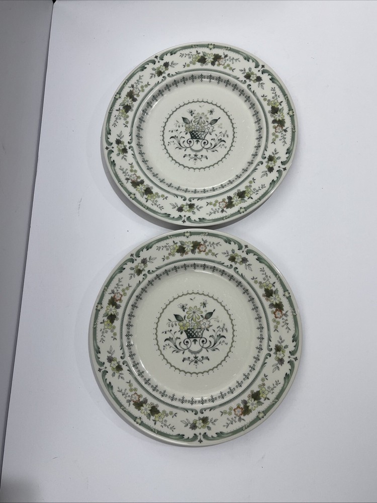 Royal Doulton Provencal Green England English China Set Of 2 Dinner Plates