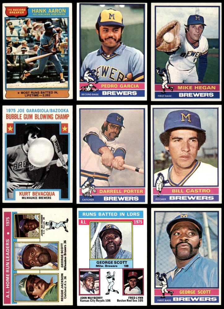 1976 Topps Milwaukee Brewers Near Team Set 4.5 - VG/EX+ 5438639 (30 / 34 cards)