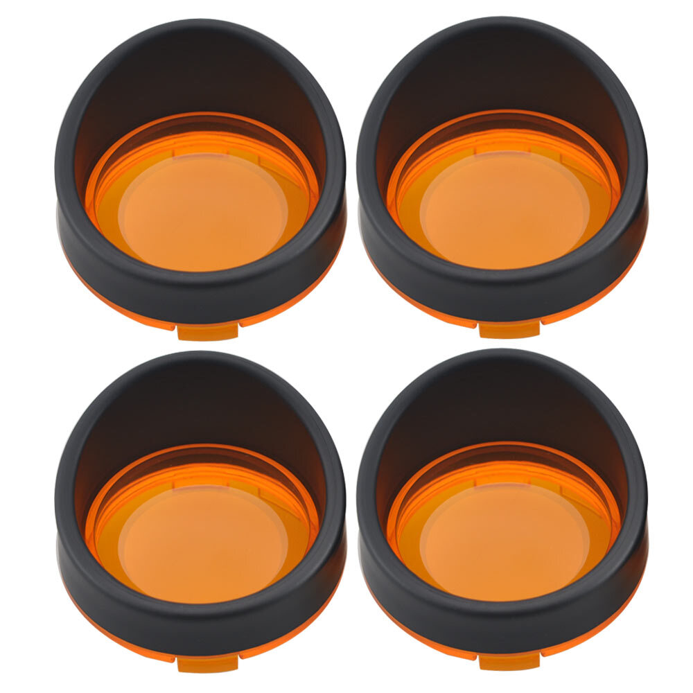 4x Amber Turn Signals Light Lens Cover w/Black Bezel Visor for Harley Sportster