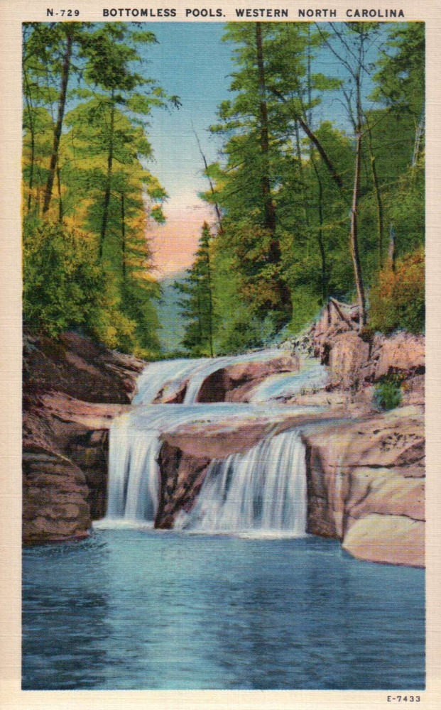 Bottomless Pools Western North Carolina NC - Old Standard Vintage Linen Postcard