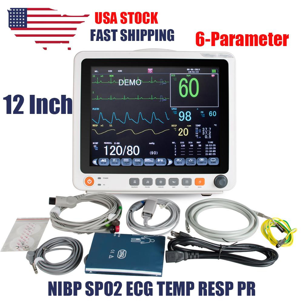 12.1 Inch Touchscreen Portable Patient Monitor Signs ECG NIBP SPO2 Temp