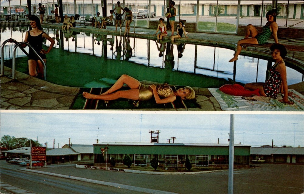 Holiday Motel ~ Lordsburg New Mexico ~ pool pinup girls 1950s swimwear fashion