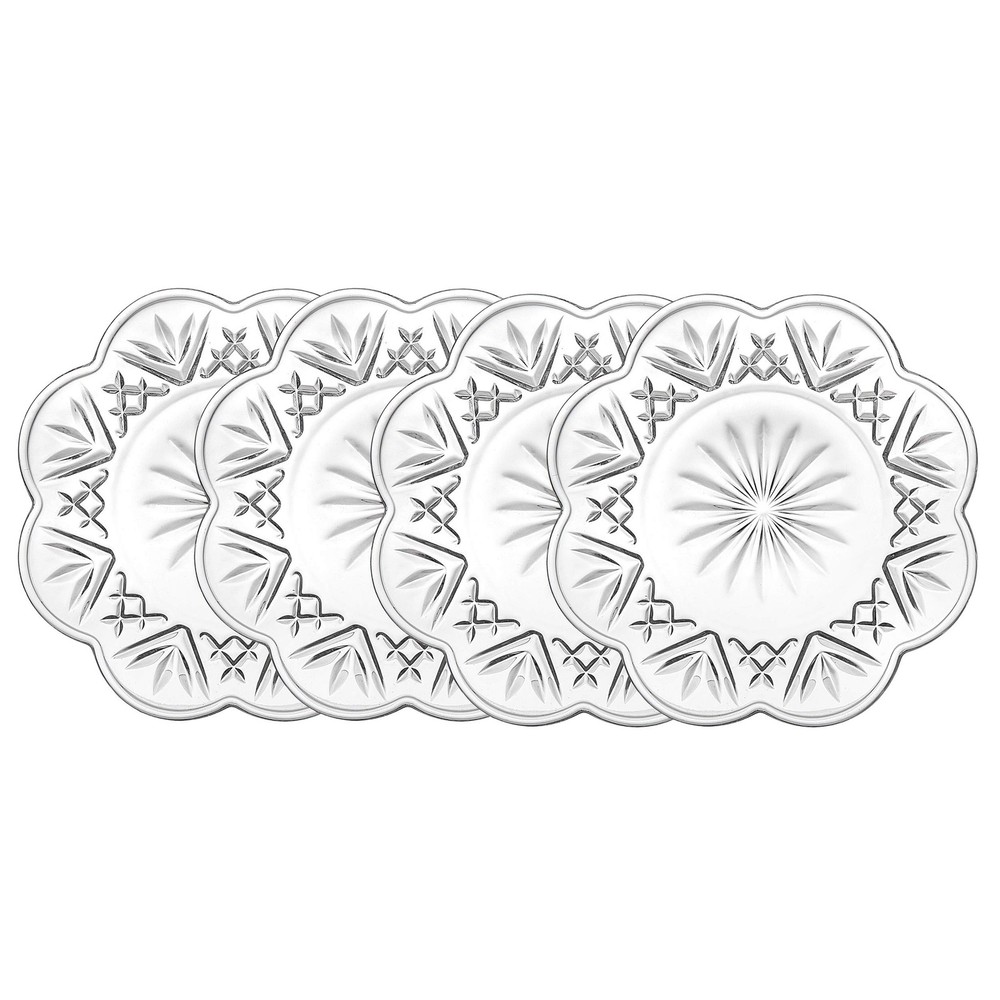 Godinger Lead Crystal Set of 4 Dublin Canape Plates 4, Clear