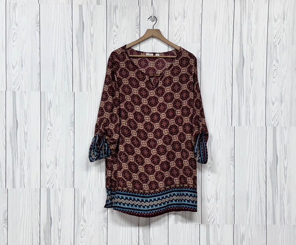 Cato blouse womens size extra large long sleeve red patterned shirt top