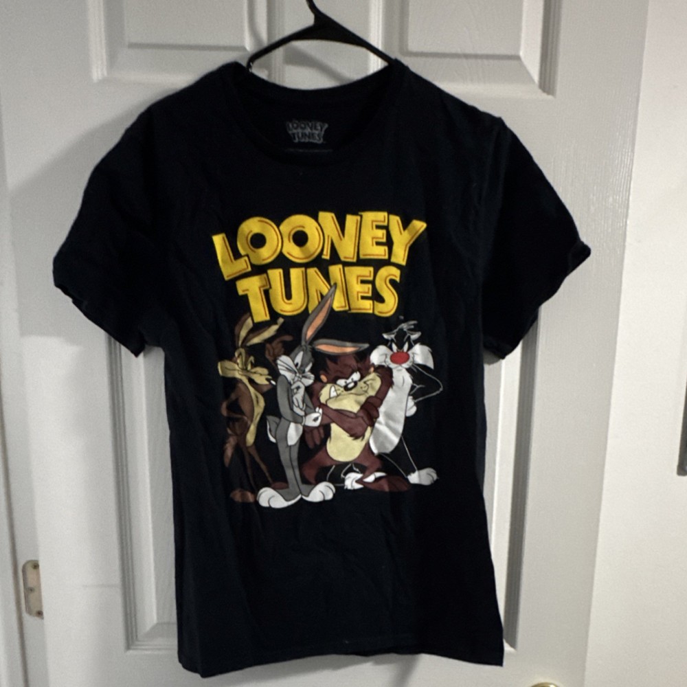 Looney Tunes Men's Black Cotton Graphic T-Shirt Bugs Bunny Daffy Duck
