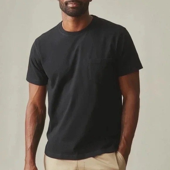American Giant Black Cotton Pocket T Shirt Men Size S Made in USA