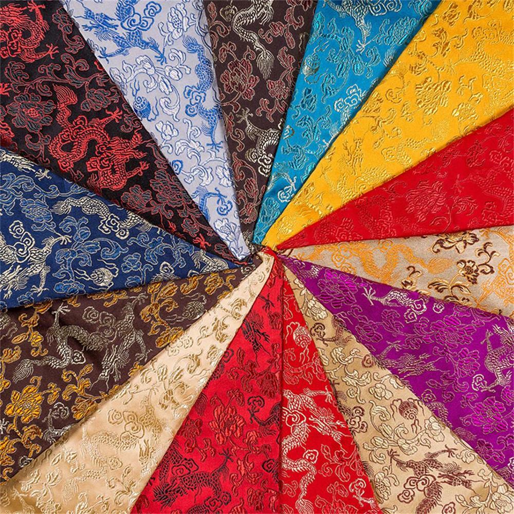 Chinese Brocade Jacquard Satin Fabric for Cheongsam and KimonoFabric with Dragon