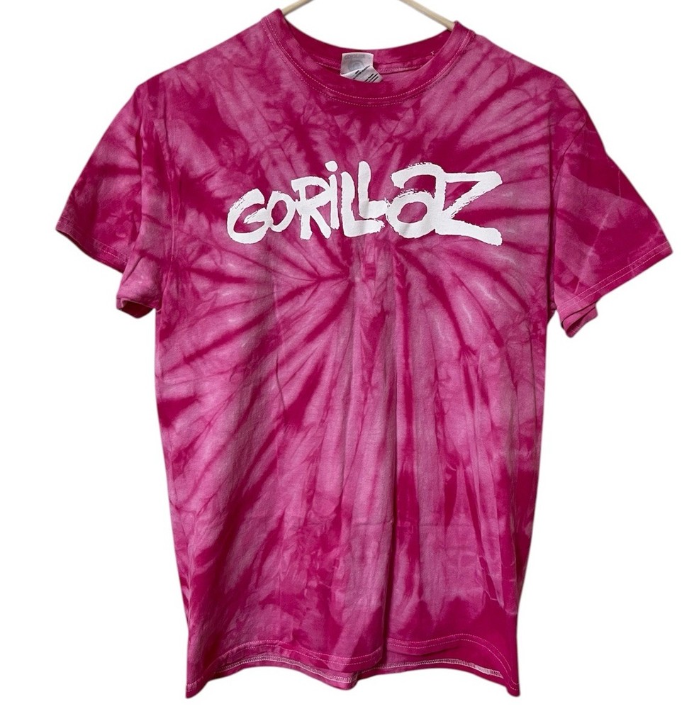 Gorillaz Y2K Pink Tie Dye T Shirt Womens Size M 100% Cotton Short Sleeve