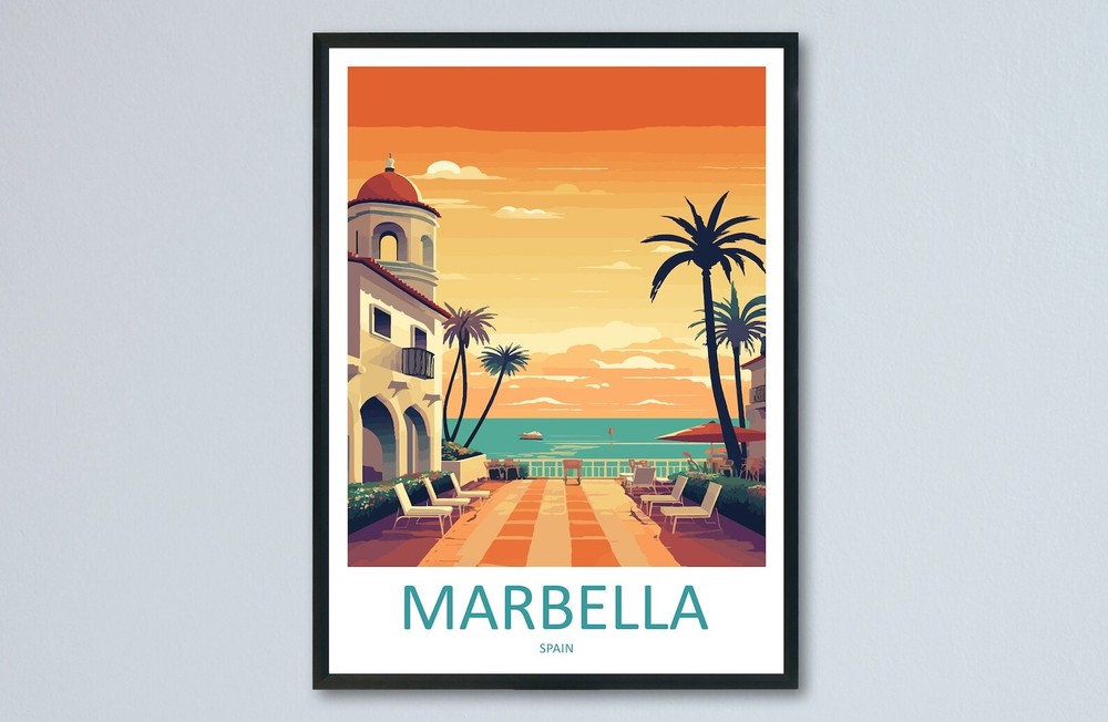 Marbella Travel Print Wall Art Marbella Wall Hanging Home Dcor Marbella Gift