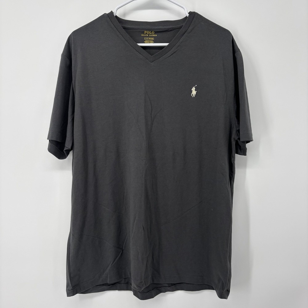 Polo Ralph Lauren Gray V Neck T Shirt Short Sleeve Men’s Large Pony Logo