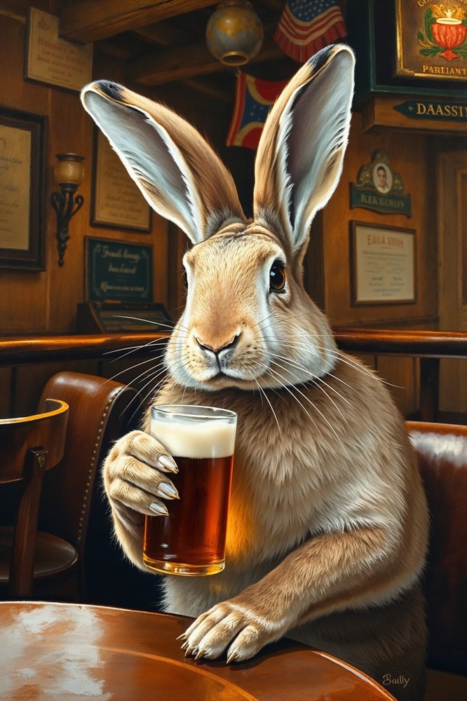Rabbit Hare Beer Pub Fantasy 4x6 Premium Photo Art Print