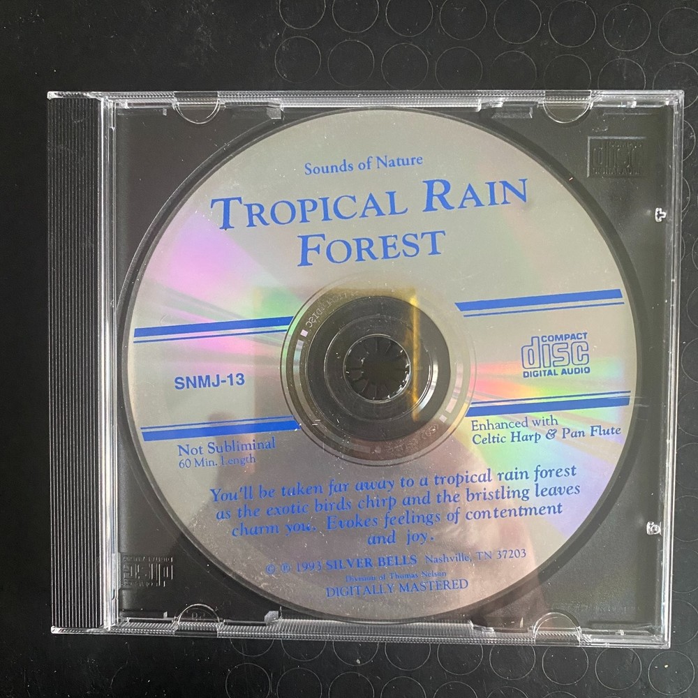 Sounds of Nature – Tropical Rain Forest CD 1993 Celtic Harp Flute New Age Silver
