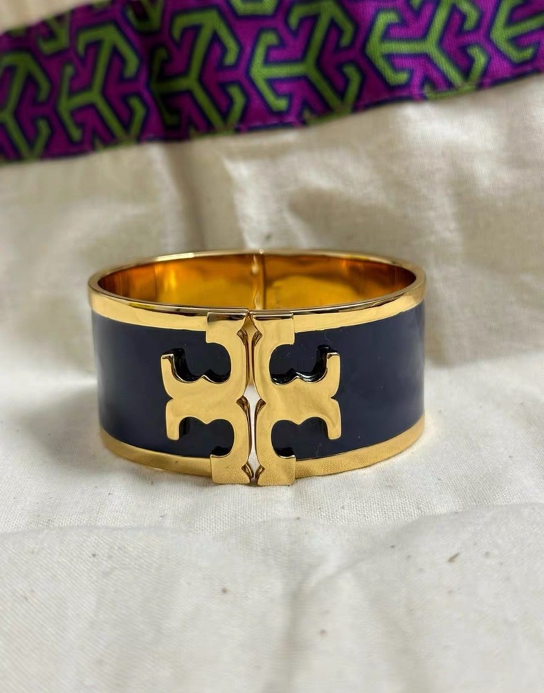 Tory Burch Enamel Logo Wide Cuff Bracelet for Women