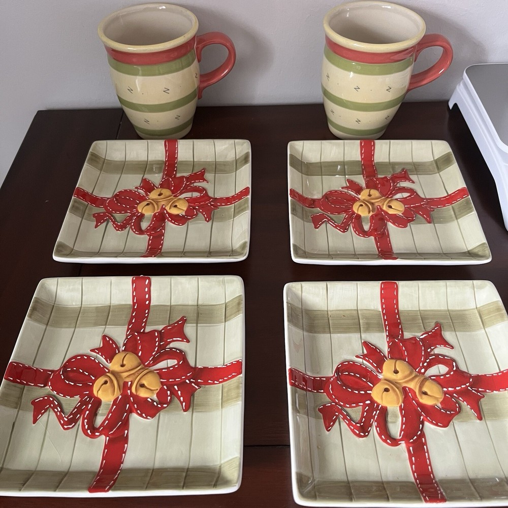 Pfaltzgraff The Secrets Of Pistoulet 2002 Coffee Mug Set with 4 Appetizer Plates
