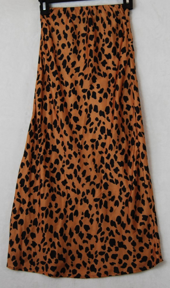 Urban Outfitters XS Maxi Midi Skirt Cheetah Satin Leopard Print