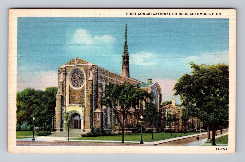 Columbus OH-Ohio First Congregational Church Vintage Postcard