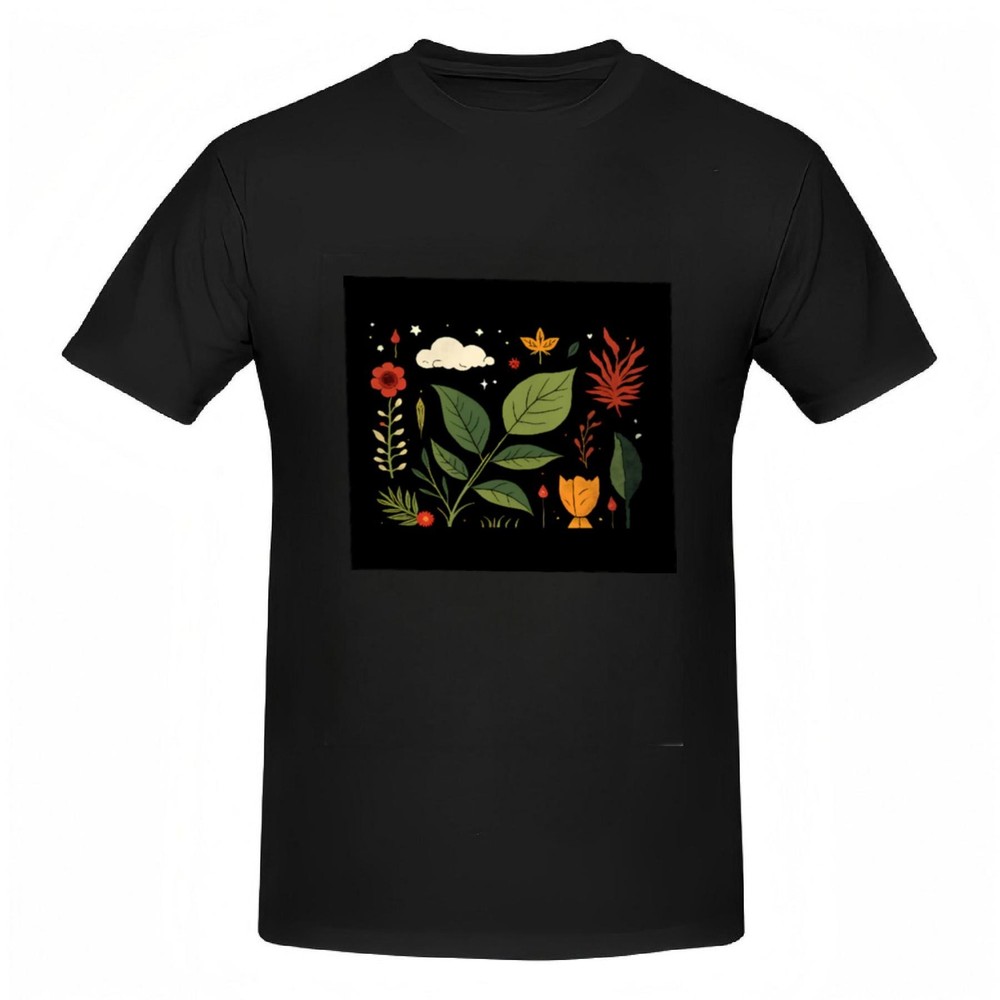 Vibrant Cotton Short Sleeve T-Shirts for Women - Nature-Inspired Leaf & Flower