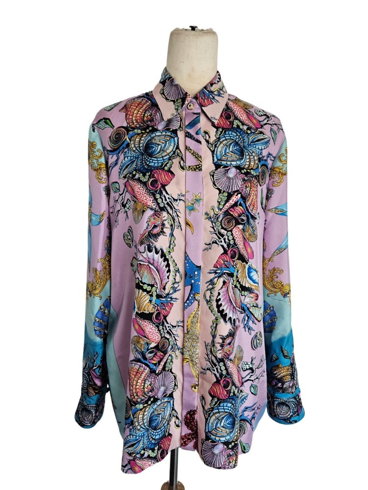 Versace Multicolor Tresor De La Mer Print Silk Twill Shirt