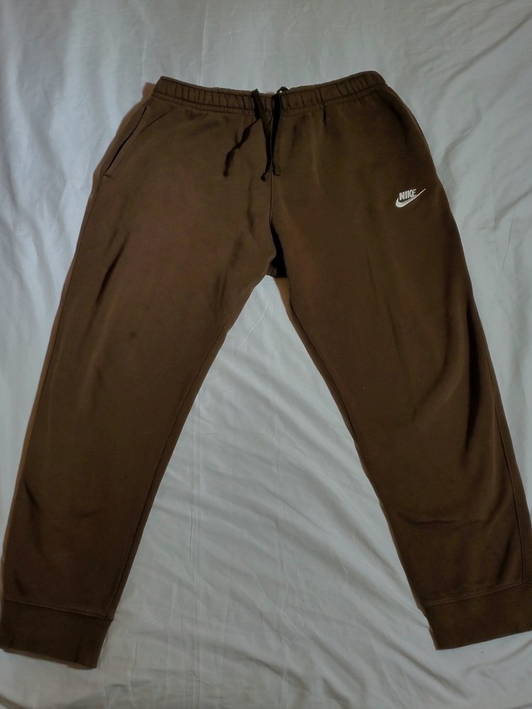 Mens Nike Sweatpants Brown Size L|Large Embroidered Nike Swoosh Logo (READ DESC)