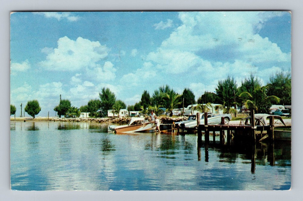 Punta Gorda FL-Florida Municipal Boat Launching Site Vintage c1968 Postcard Old