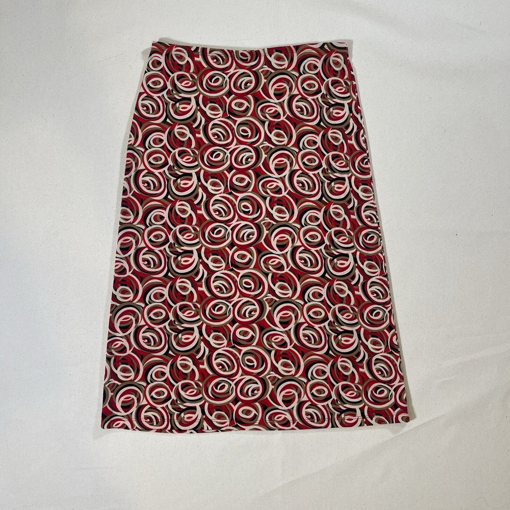 90’s Spiral Pattern Red And Black Stretchy Pencil Skirt