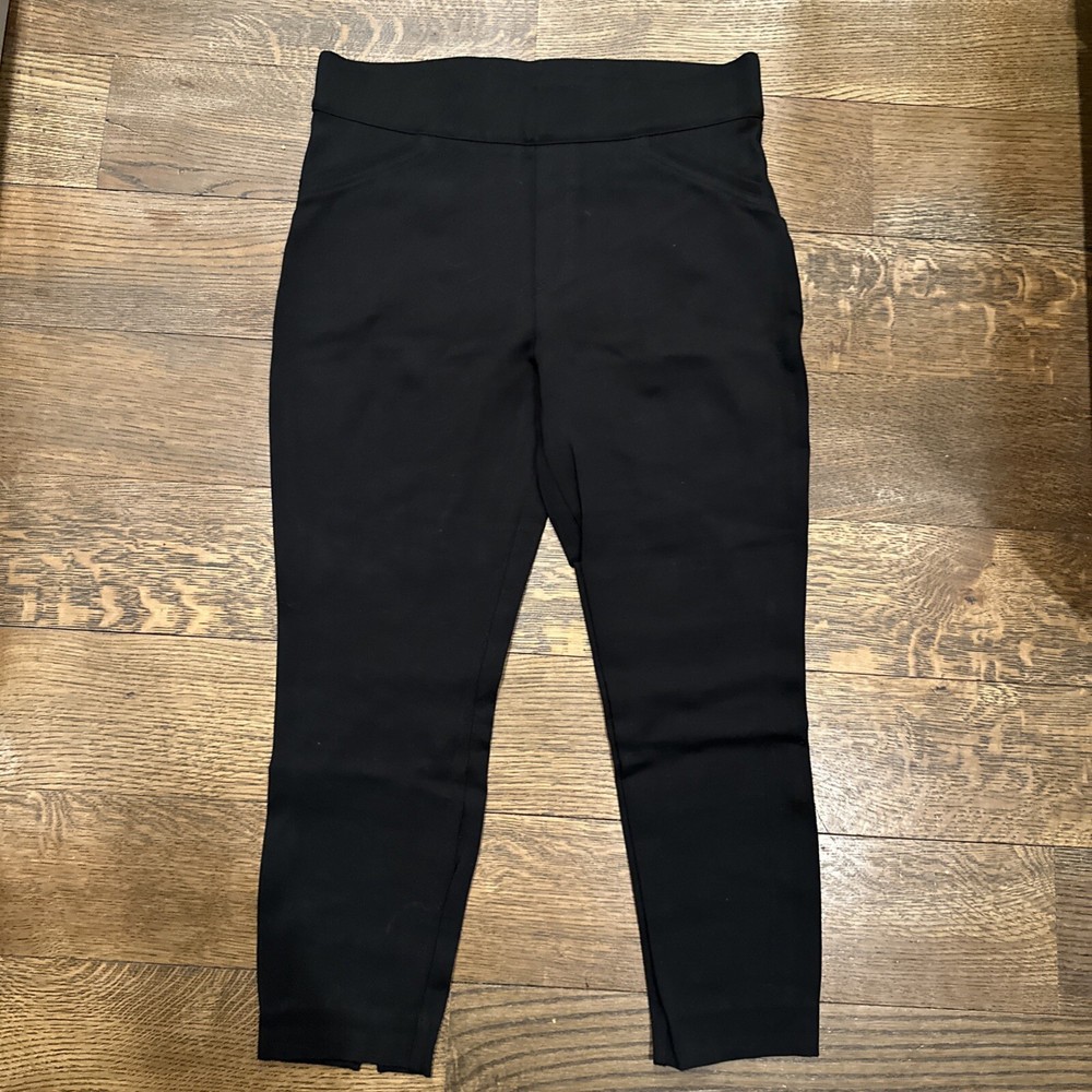 Spanx Cropped Legging Shaping Black L Mid-Rise Rayon Nylon Elastane