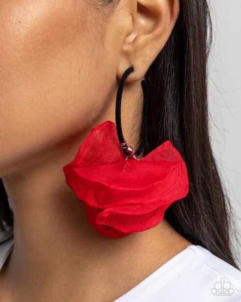New Paparazzi Jewelry-Passionate Promenade Hoop Earring-Red