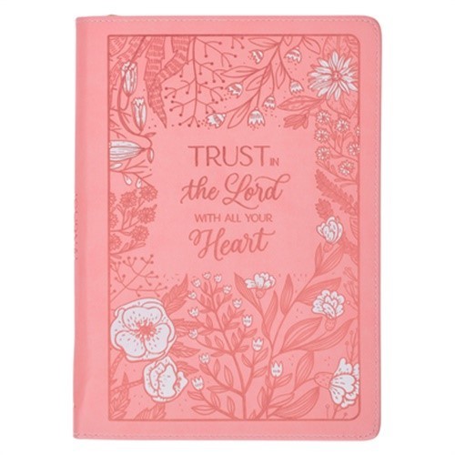 Christian Art Gifts Pink Vegan Leather Zipped Journal, Inspirational Women's Not