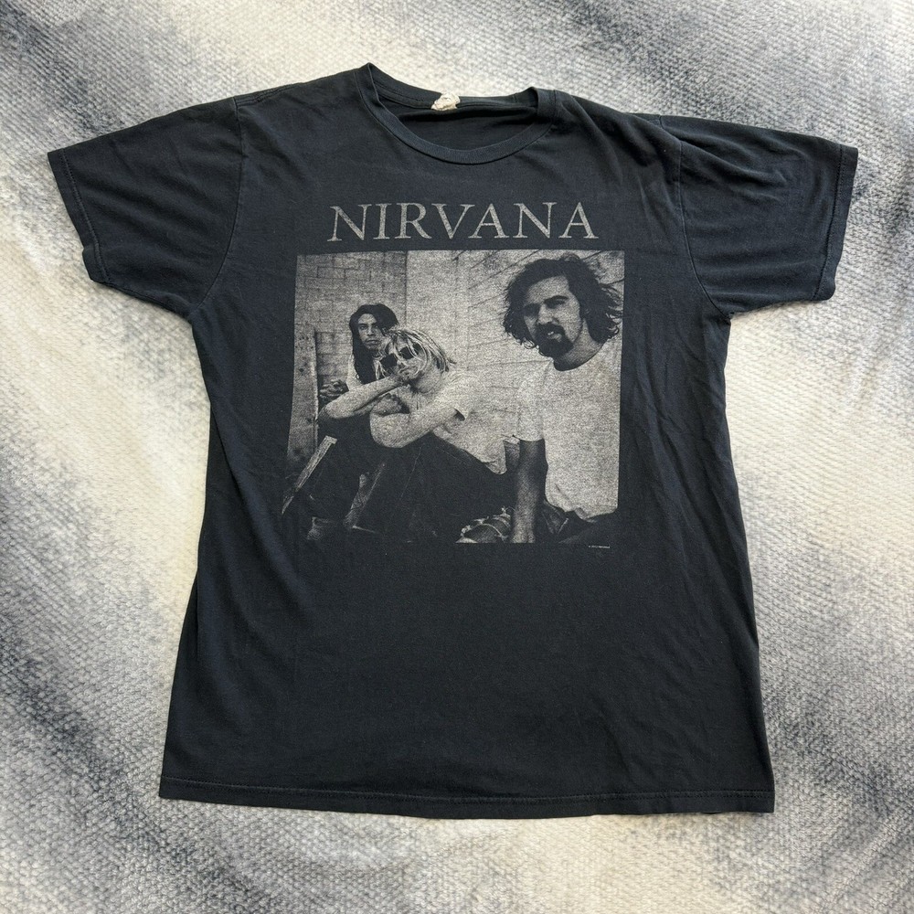 Nirvana Shirt Adult Large Black Kurt Kobain Band Members Concert Tour 2012 Y2K