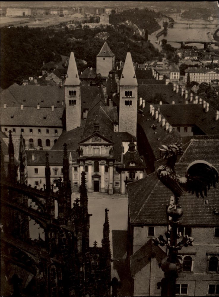 RPPC Hradschin Prague Czech Republic Aerial view vintage postcard c615