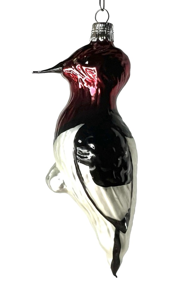 Blown Glass Hummingbird Christmas Ornament Red White Black Czechoslovakia 5