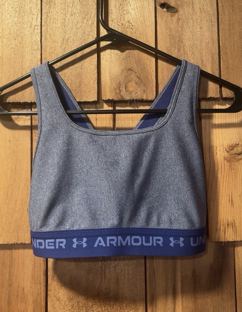 Under Armour Women's Crossback Mid Blue Sports Bra Size Medium
