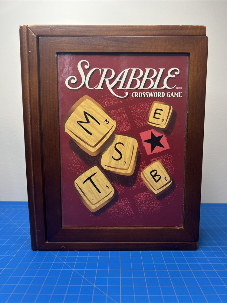 Scrabble Vintage Game Collection Wooden Bookshelf Edition Retro Complete!