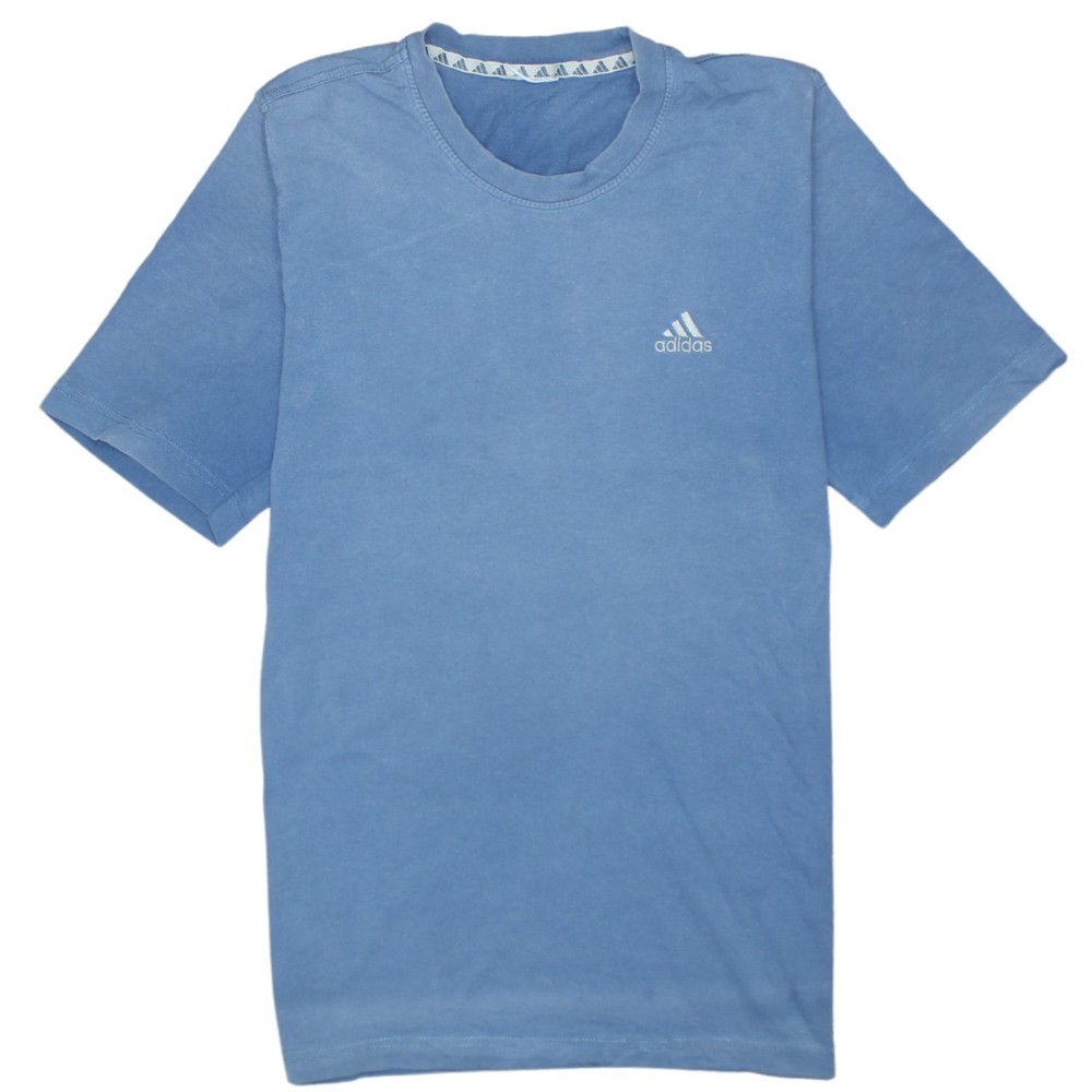 Adidas Mens T Shirt Blue Cotton Blend Jersey Embroidered Sports Logo Tee S