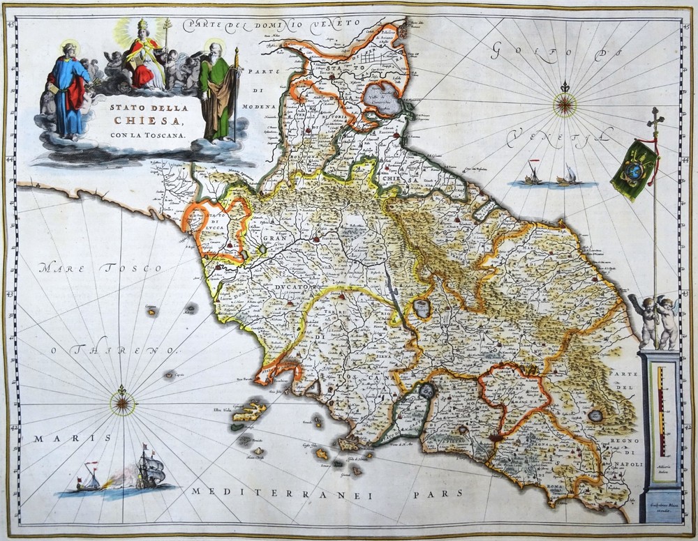 Italy, Rome, Lazio, Tuscany, Abruzzo... W. Blaeu, 1635, Stato della Chiesa con l-image